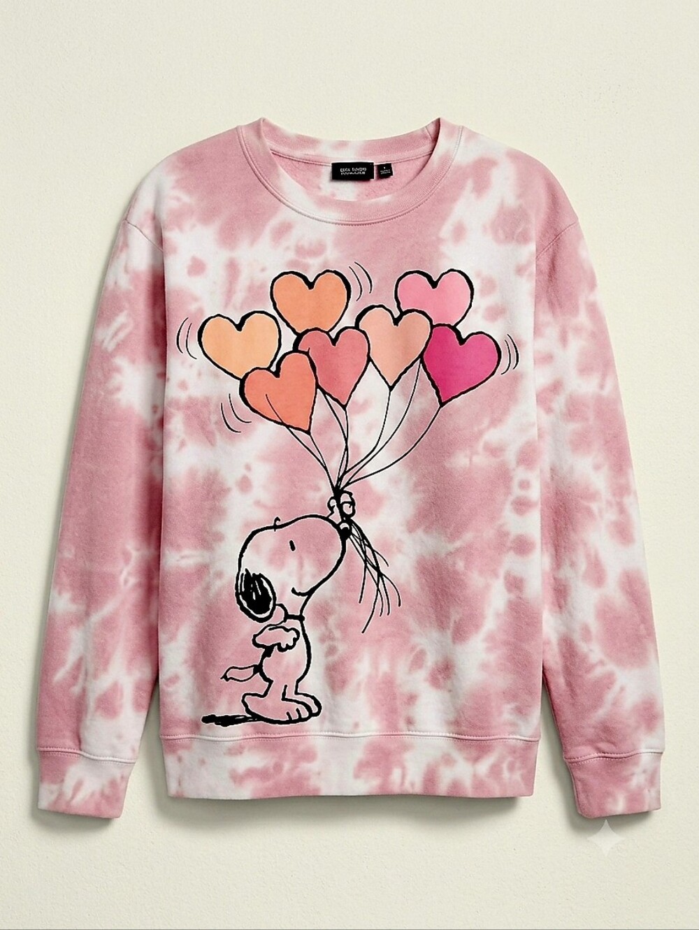 Peanuts Snoopy Pink Tie Dye Valentine Heart Balloons Sweatshirt